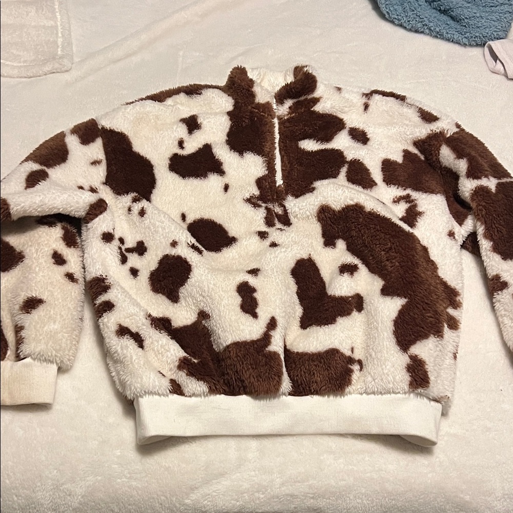 SHEIN Brown and White Cow Print Sweatshirt